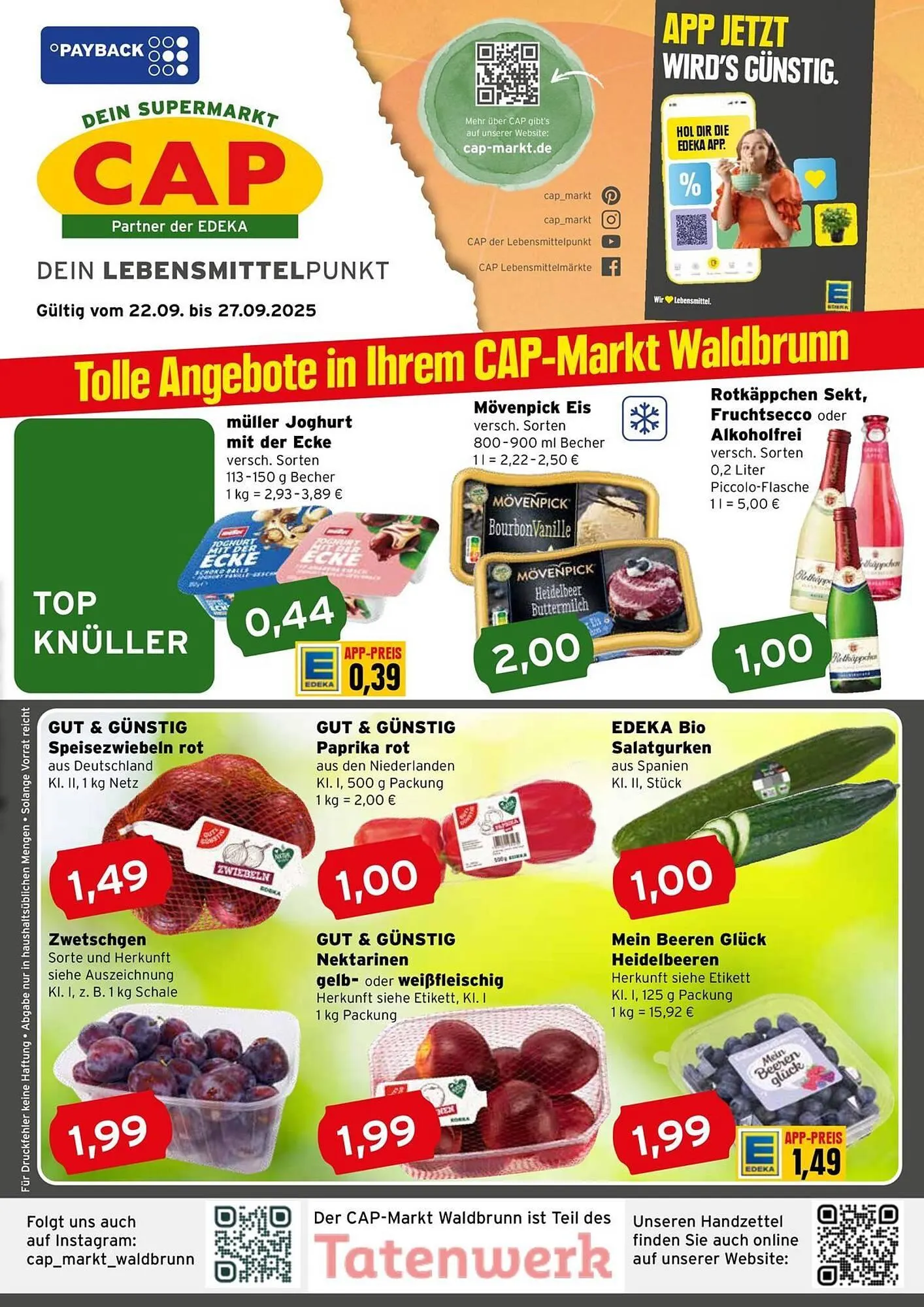 CAP Markt Prospekt von 22. September bis 27. September 2025 - Prospekt seite 1