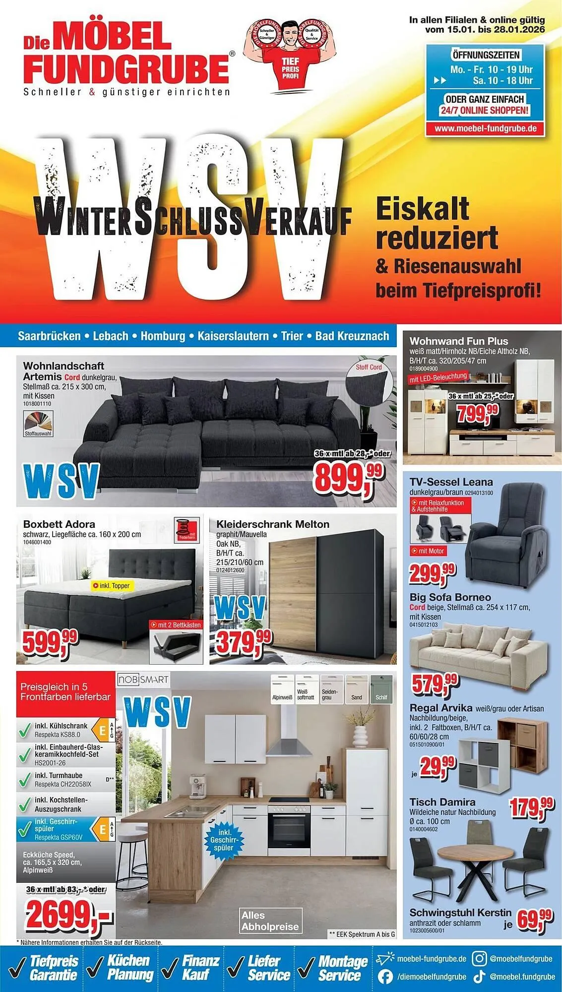 Möbelfundgrube Prospekt von 15. Januar bis 28. Januar 2026 - Prospekt seite 1