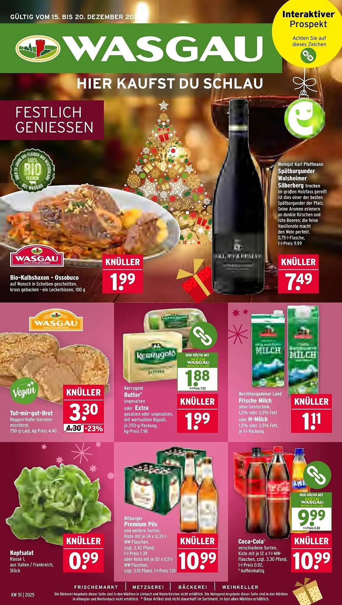 Wasgau Prospekt von 15. Dezember bis 20. Dezember 2025 - Prospekt seite 1