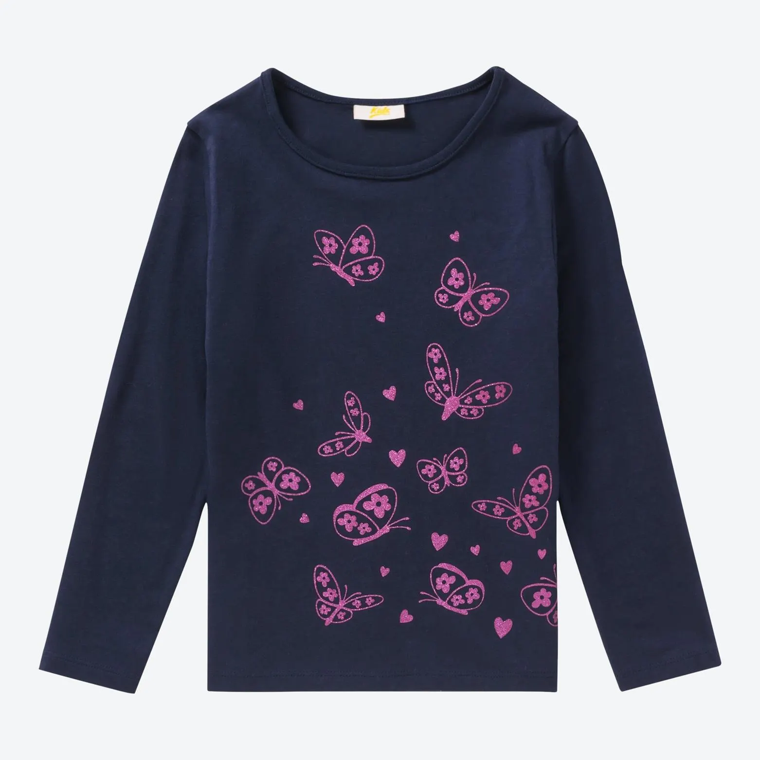 Kinder-Mädchen-Shirt mit Glitzer-Druck