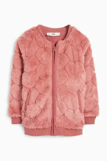 Heart - faux fur bomber jacket