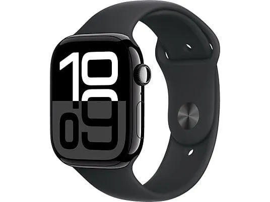 APPLE Watch Series 10 GPS 46 mm Smartwatch Aluminium Fluorelastomer, 160 - 210 mm, Diamantschwarz