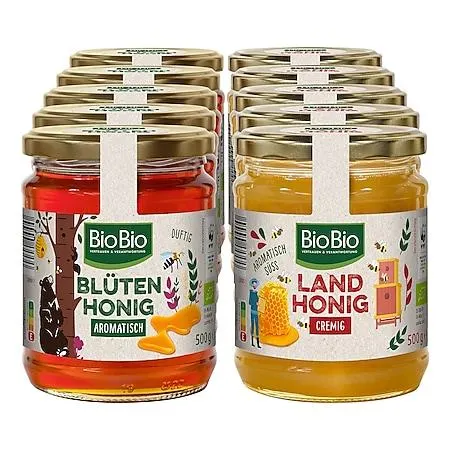 BioBio Honig 500 g, verschiedene Sorten, 10er Pack