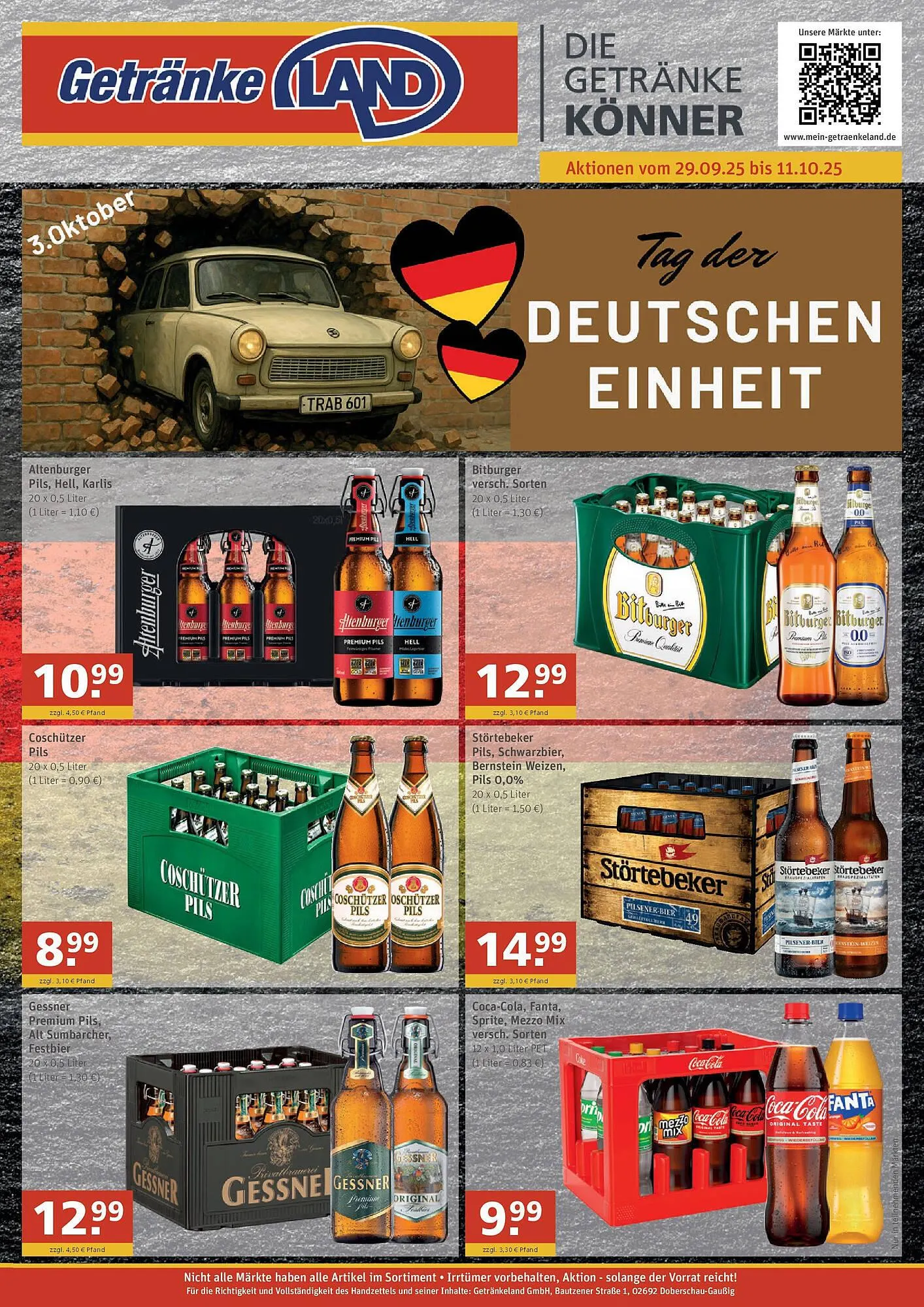 Getränkeland Prospekt von 28. September bis 11. Oktober 2025 - Prospekt seite 1