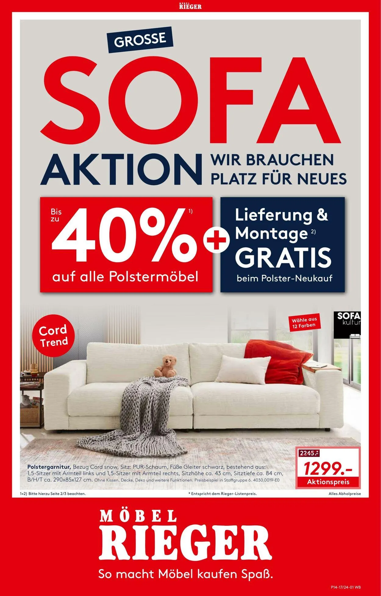 Möbel Rieger Aktueller Prospekt von 17. Dezember bis 31. Dezember 2025 - Prospekt seite 1