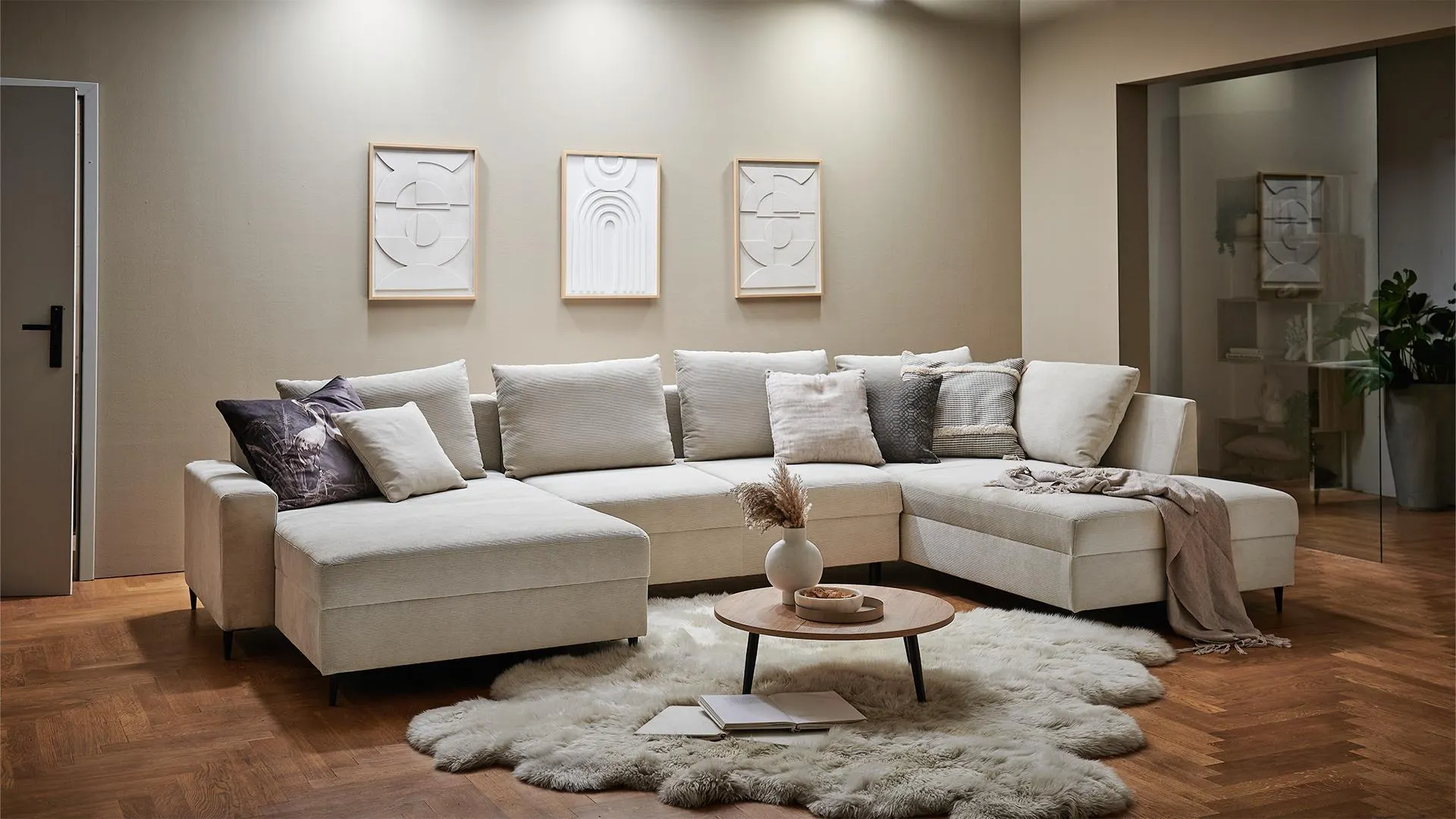 Wohnlandschaft Jana mit Schlaffunktion Stoff