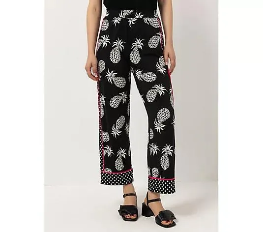 STEFFEN SCHRAUT Hose Allover-Druck Kontrast-Detail weites Bein