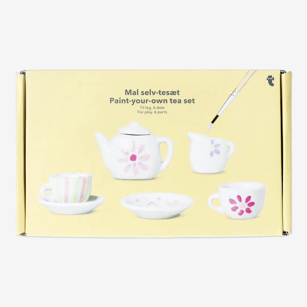 DIY play tea set with paint and brush