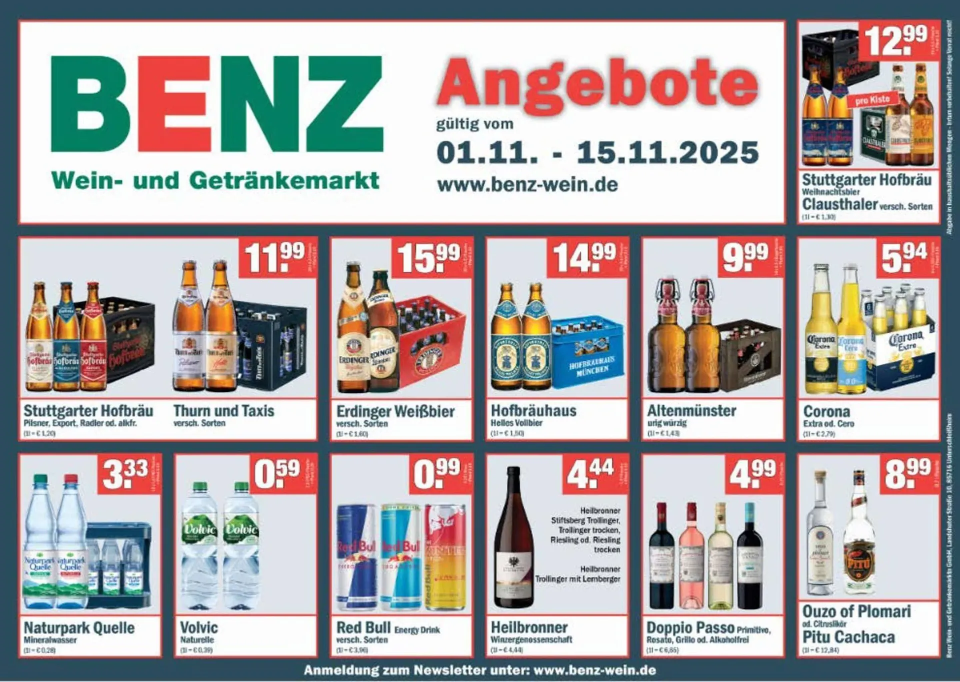 Benz Getränke Prospekt von 3. November bis 15. November 2025 - Prospekt seite 1