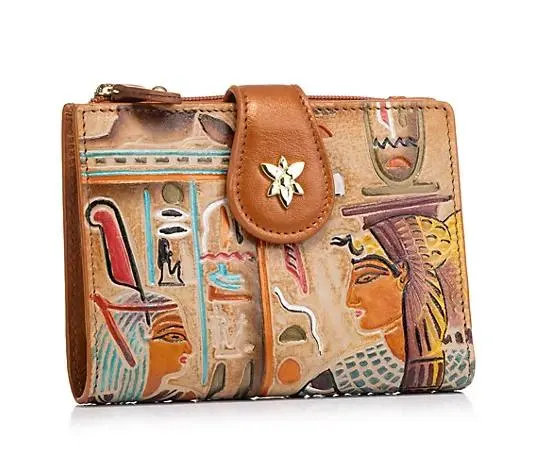 ANUSCHKA® Geldbörse echt Leder geprägt handbemalt