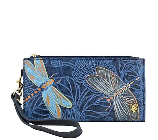 ANUSCHKA® Organizer-Mappe echt Leder geprägt handbemalt