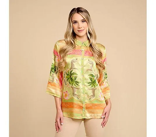 SCHIFFHAUER MUNICH® Bluse, 3/4-Arm Hemdkragen Knopfleiste figurumspielend