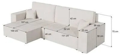 Ecksofa CARLOS L Cord mit Schlaffunktion