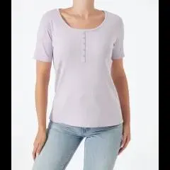 T-Shirt mit Zierknopfleiste