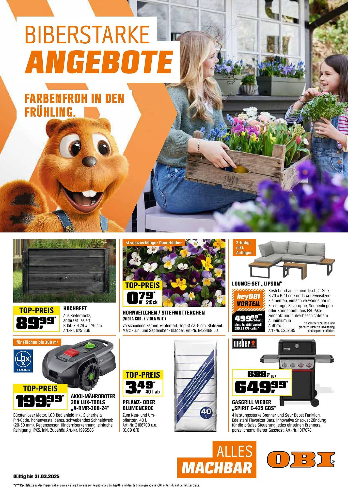 OBI Prospekt von 14. März bis 31. März 2025 - Prospekt seite 1