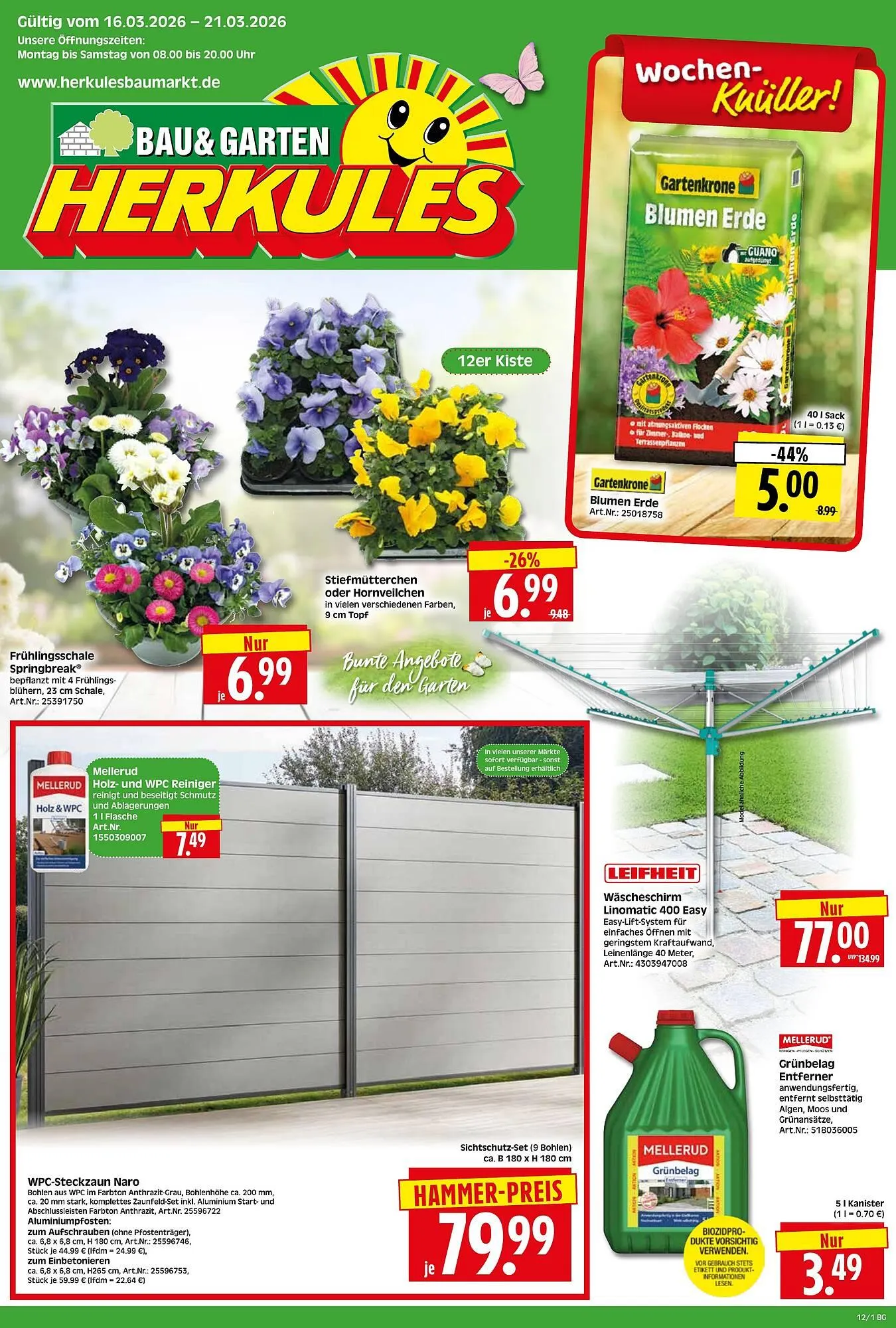 Herkules Baumarkt Prospekt von 16. März bis 21. März 2026 - Prospekt seite 1