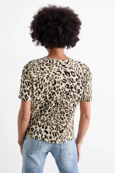 T-shirt - ribbed - leopard print