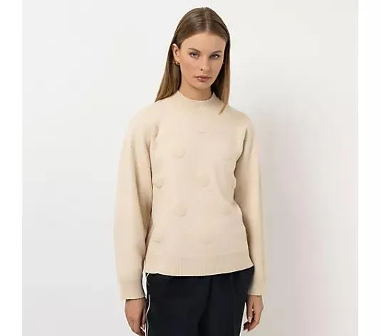 STEFFEN SCHRAUT Pullover Stehkragen Jacquard-Punkte leger weit