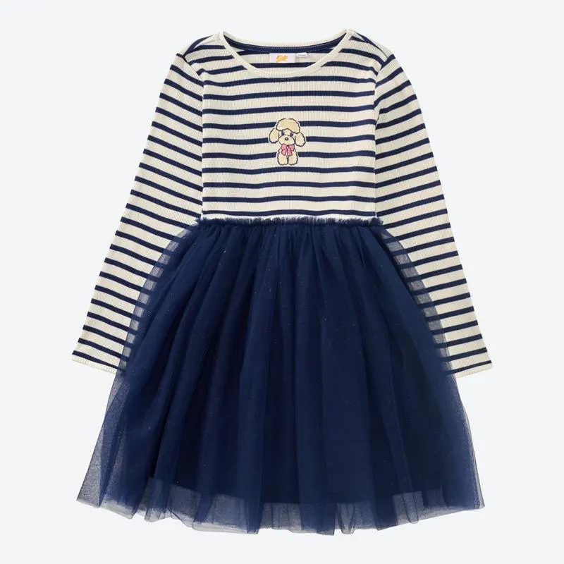 Kinder-Mädchen-Kleid mit Meshrock