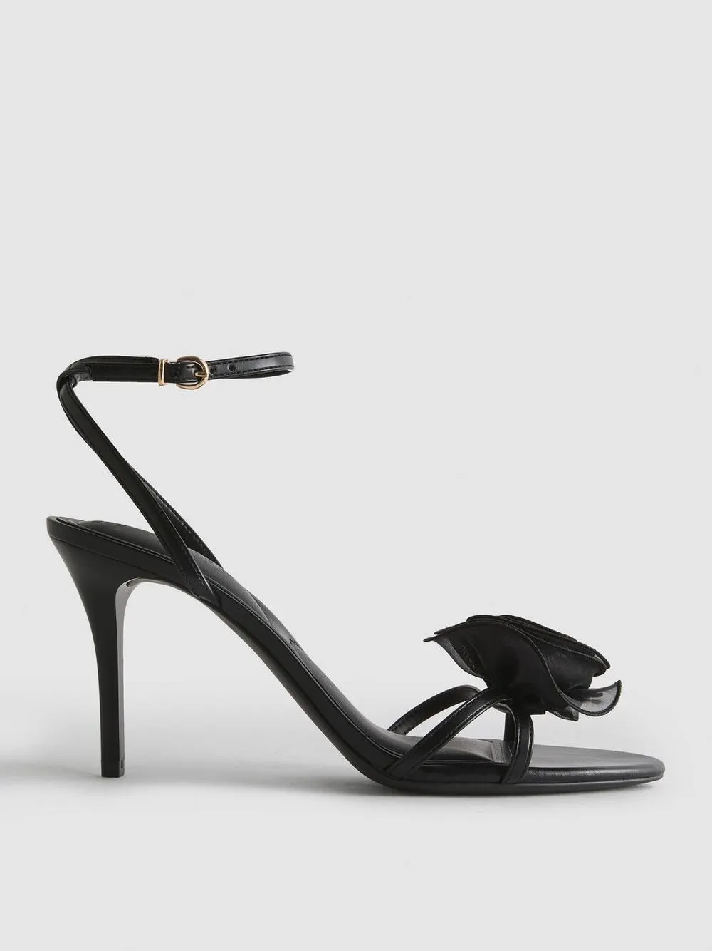 Strappy Floral Mesh Heeled Sandals