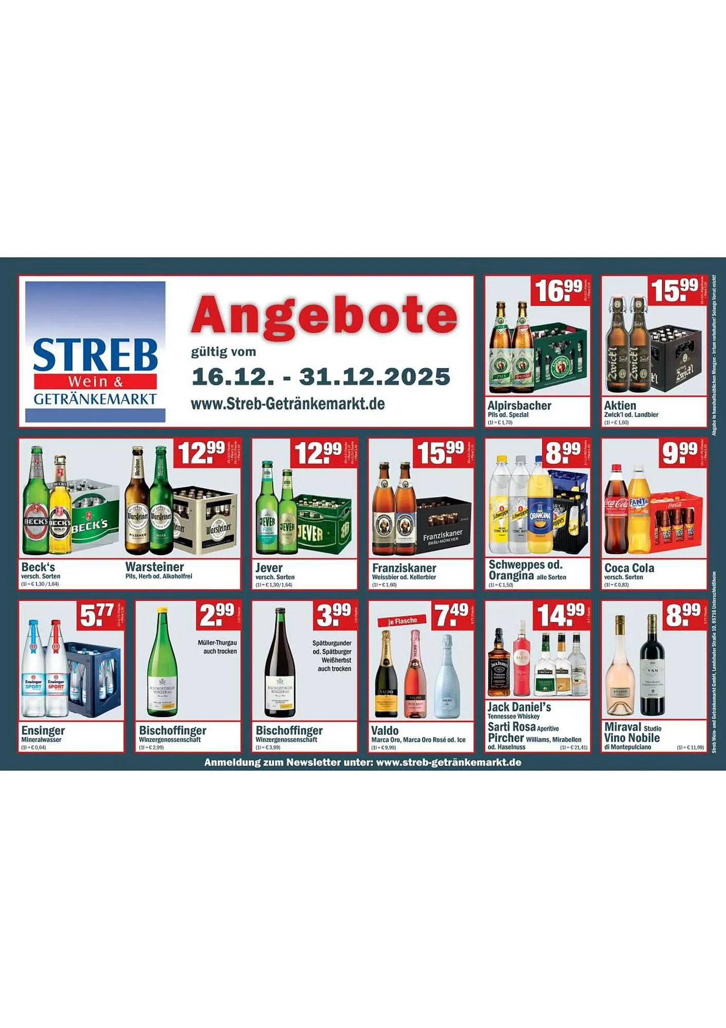 Streb Getränkemarkt Prospekt von 23. Dezember bis 31. Dezember 2025 - Prospekt seite 1