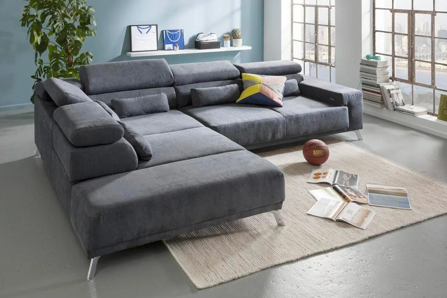 Ecksofa- Garnitur Wave mit Motor. Sitztiefenverstellung