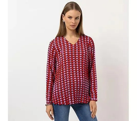 STEFFEN SCHRAUT Bluse Acapulco V-Ausschnitt Plissée-Details leger weit