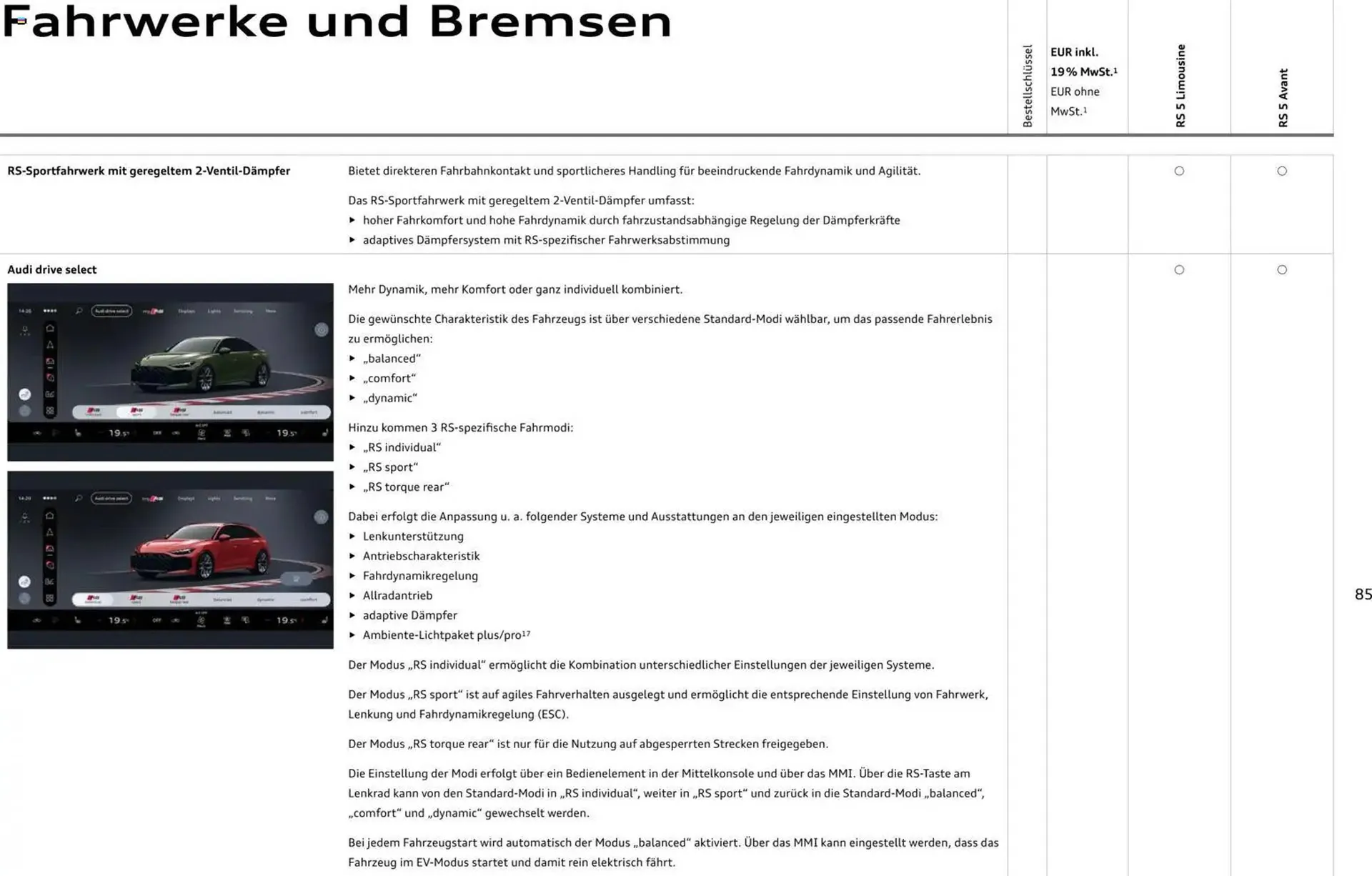 Audi Prospekt von 1. April bis 1. April 2027 - Prospekt seite 85