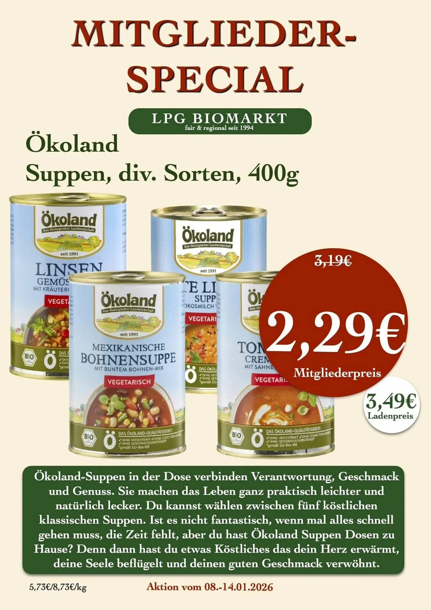 LPG Biomarkt Prospekt von 8. Januar bis 14. Januar 2026 - Prospekt seite 15