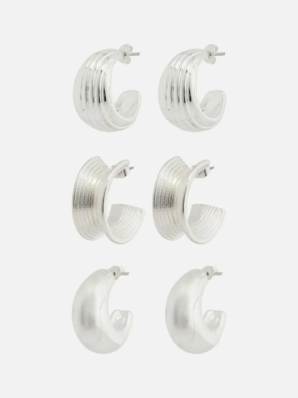 Geriffelte „The Edit“ Creolen, 3er-Pack