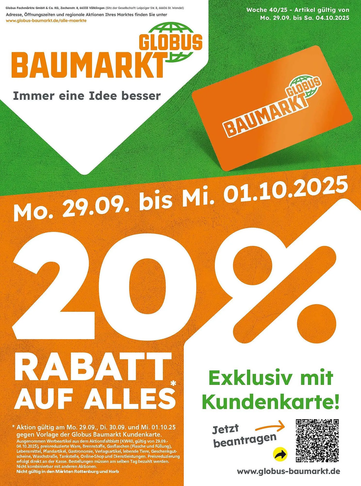 Globus Baumarkt Prospekt von 28. September bis 4. Oktober 2025 - Prospekt seite 1