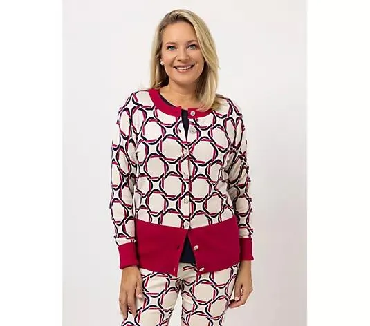 KILIAN KERNER SENSES Cardigan, Langarm Strass-Knöpfe Allover-Print figurumspielend