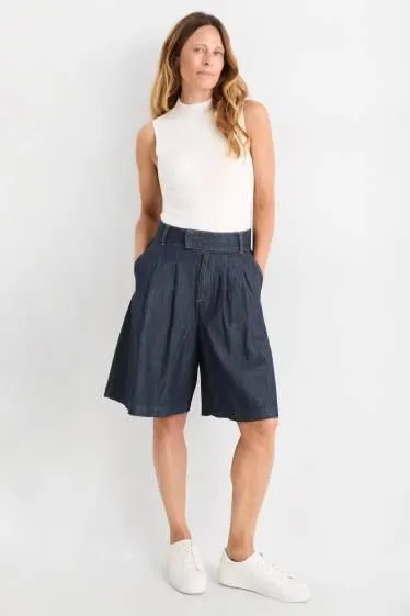 Denim Bermuda shorts - mid-rise waist