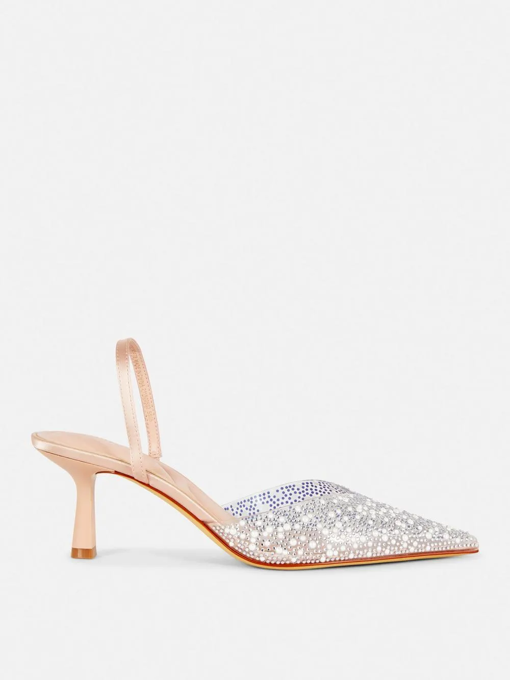 Transparente, verzierte Slingback-Heels
