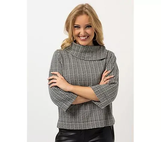AMINATI® Pullover, 3/4-Arm Asymmetrischer Kragen Boxyform Seitenschlitze