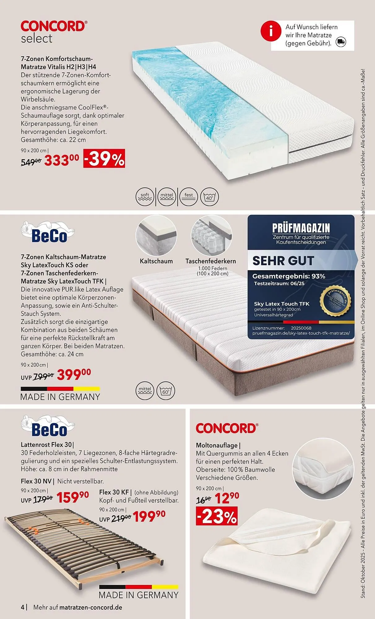 Matratzen Concord Prospekt von 29. Oktober bis 25. November 2025 - Prospekt seite 4