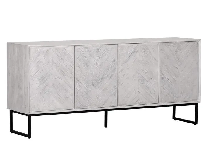 INTERhome Sideboard CESARO 175 x 78 cm Mango massiv sandgestrahlt/weiß vintage