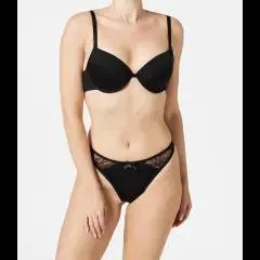 Push-up-BH + String in Schwarz Janina, 2-tlg. Set