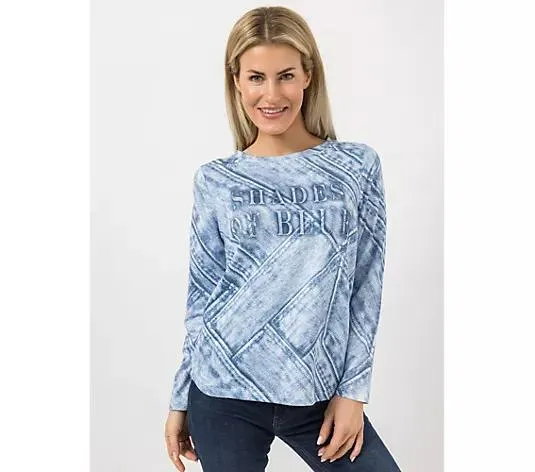 DINE 'N' DANCE Sweatshirt, 1/1-Arm Rundhalsausschnitt Allover Druck figurumspielend