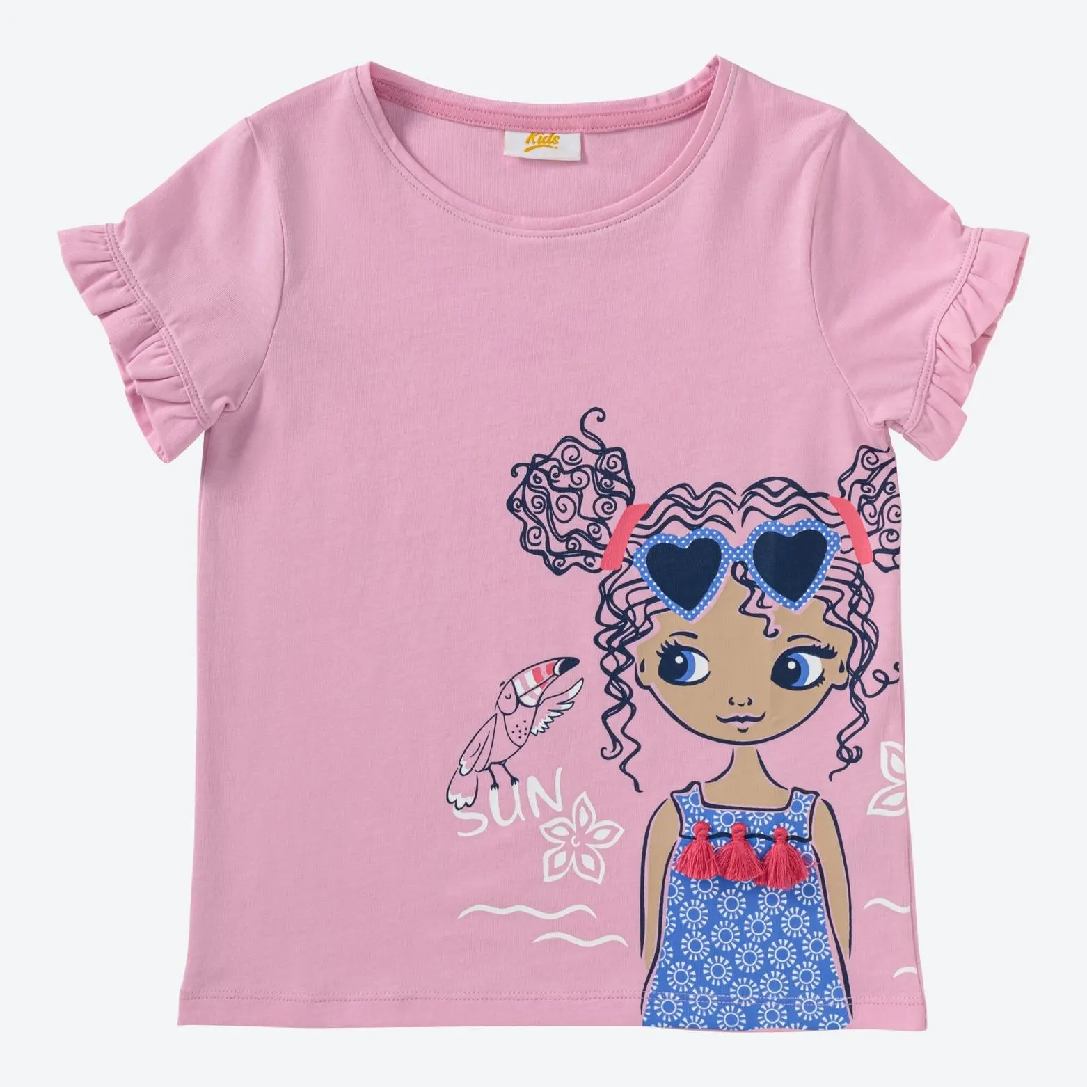Kinder-Mädchen-T-Shirt mit Tukan-Druck