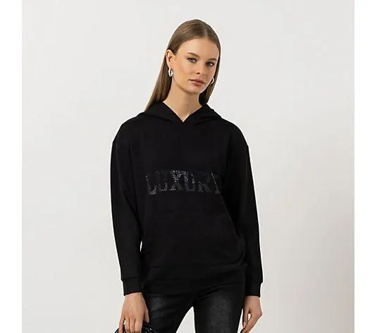 STEFFEN SCHRAUT Sweatshirt mit Kapuze Strasslogo-Druck leger weit