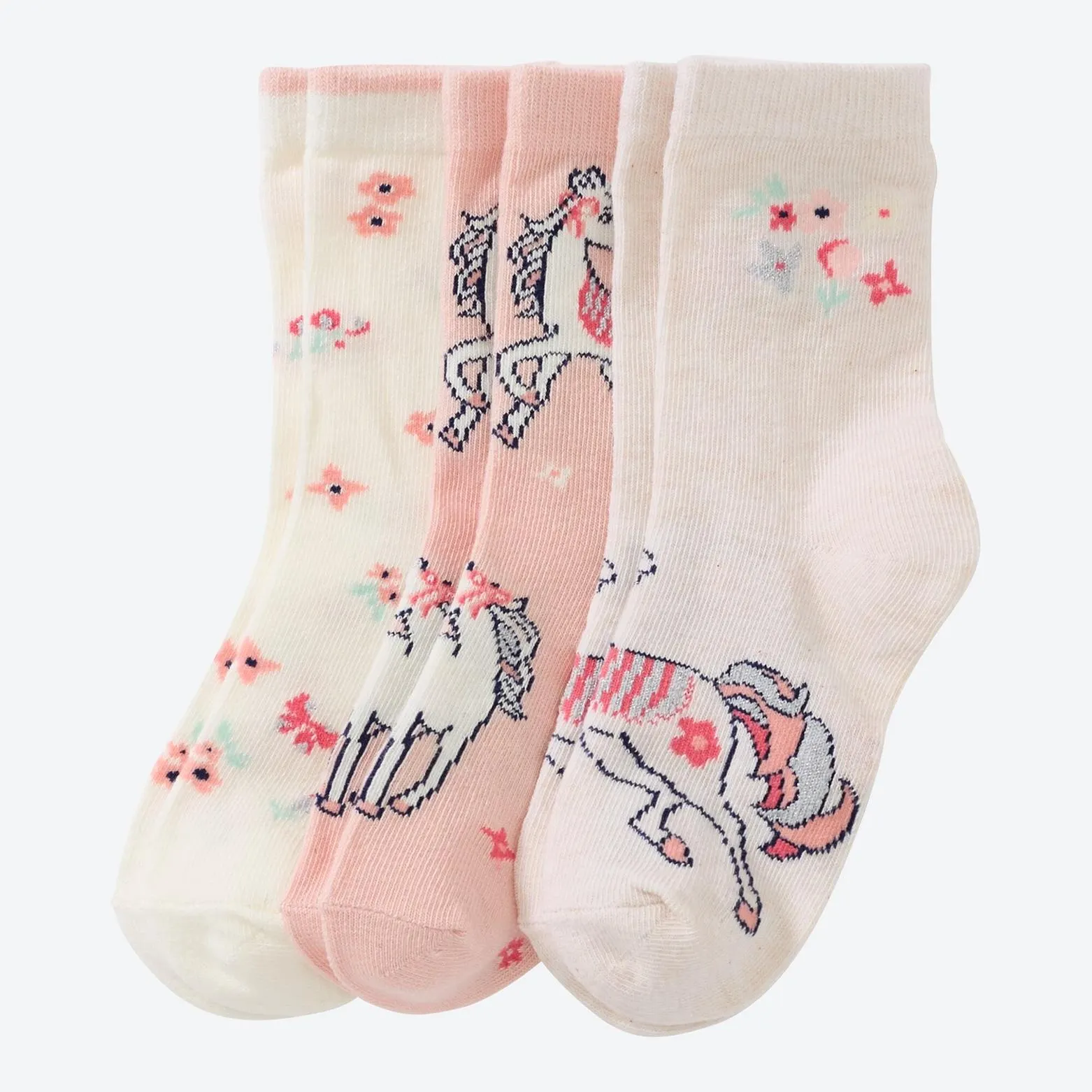 Kinder-Socken mit Glitzereffekt, 3er-Pack