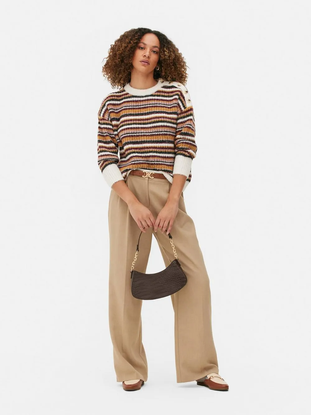 Gestreifter Pullover mit Knopfleiste