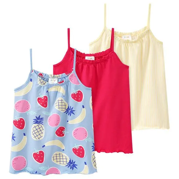 3 Mädchen Tops mit bunten Motiven