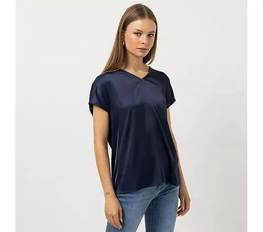 STEFFEN SCHRAUT Shirt, 1/2 Arm V-Ausschnitt Materialmix leger weit