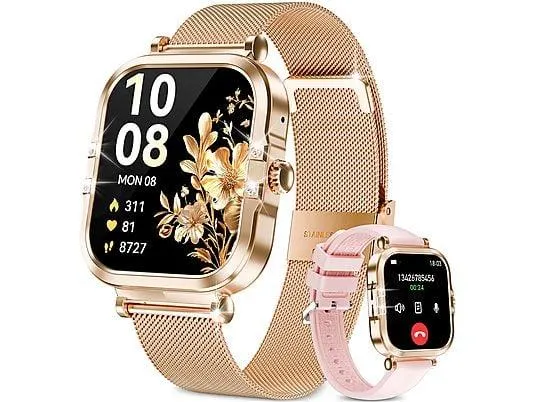 RAYOFI SR82 Smartwatch Silikon/Metall, 240 mm, Roségold/Silber