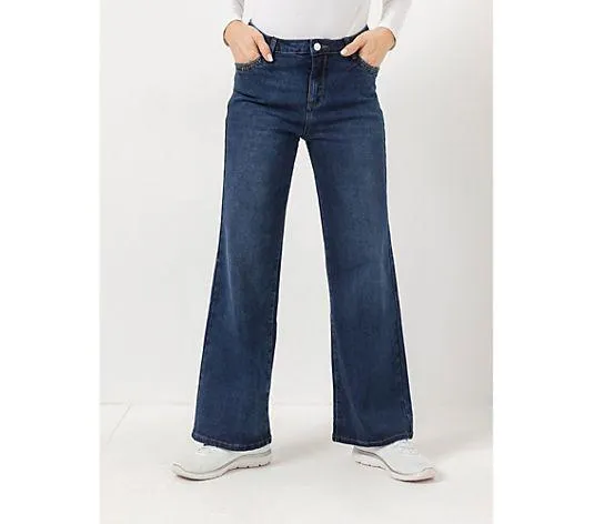 EVA LUTZ Jeanshose lange Form 5-Pocket-Style weites Bein