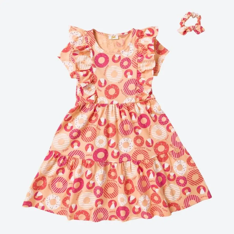 Kinder-Mädchen-Kleid mit Haarband, 2-teilig