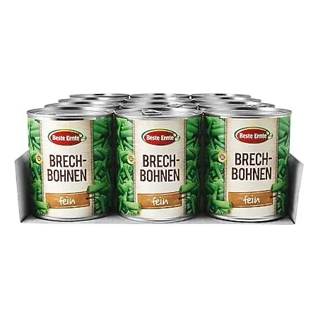Beste Ernte Brechbohnen 455 g Abtropfgewicht, 12er Pack