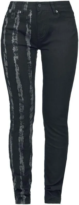 Striped Leg Stretch Denim | Jeans | nero | Rock Rebel by EMP